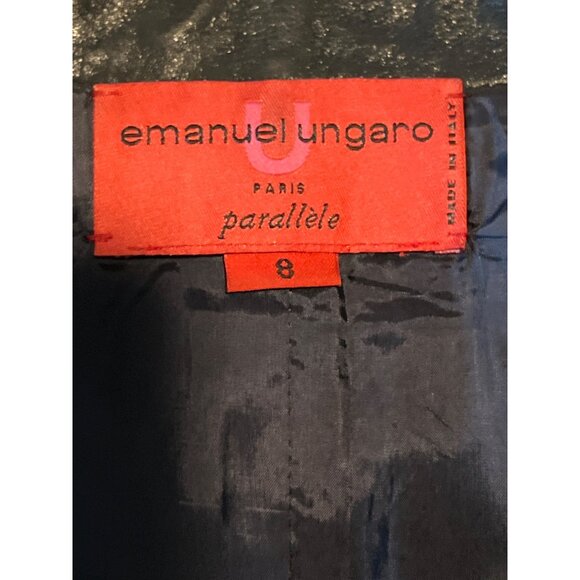 Emanuel Ungaro Parallele Womens Leather Jacket Size 8 Black Made In Italy *FLAW* - Picture 2 of 7